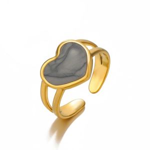 Ring L o v e M e Black Style korean Gift For Women Fashion Day Wife Lover Family Member Good Sister Stainless Steel 18K gold Plated - Opening Adjustable