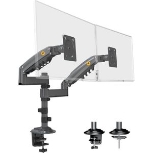 Dual Monitor Desk Mount, Adjustable Gas Spring Monitor Desk Stand for 17'' to 27 Inch Screens - Each Arm Load Max 19.8 lbs VESA 75/100 Monitor Arm H180