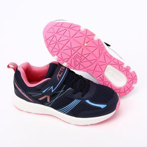 Activ Printed Pattern Velcro Closure Kids Sneakers - Navy Blue & Pink