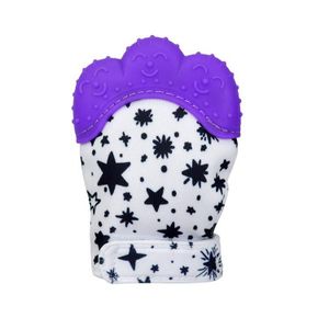 Soothing Pain Relief Baby Teething Gloves .purple color