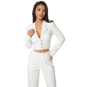 Bebe Tailored Cropped Pinstripe Blazer