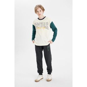 Defacto Boys' Printed Elastic Waist and Cuff Pocketed Jogger School Sweatpants