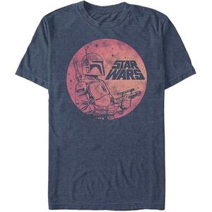 General Boba Fett Graphic T-Shirt, Navy Blue, Retro Circle Print, Men's Tee