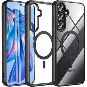  جراب مغناطيسي لموبايل سامسونج جالاكسي A36 / جالاكسي A56 5G متوافق مع ماج سيف درجة عسكرية مضادة للصدمات غطاء حماية خلفي شفاف نحيف ممتص للصدمات (اسود) 