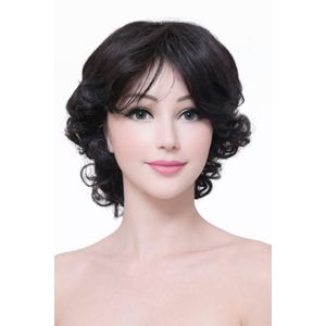 باروكه للنساء قصيره كيرلي من الفايبر الحراري باللون الاسود 