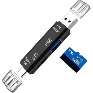 5 in 1 Multi-Function SD Card Reader, Micro SD/TF Memory Card Reader, Micro SD to USB C OTG Adapter Compatible with MacBook Pro, Galaxy S21 S22 S23, PC, Android Devices and More