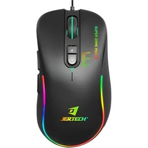 Jertech ماوس ألعاب جيرتيك XP13 – 3600 DPI – إضاءة RGB – 7 أزرار – ماوس ماكرو سلكي – لون أسود