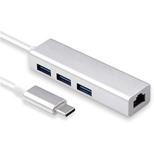 USB نوع سي/نوع C إلى 3 منافذ A 3.0 مع 10/100/1000 ميجابت لكل ثانية جيجابت ايثرنت/شبكة محلية/محول شبكة (ار جيه 45)