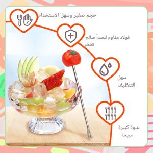 Guest Service Forks - Set of 5 stainless steel with porcelain details and matching display stand for home serving Elegant and attractive design for children and guests to serve fruits