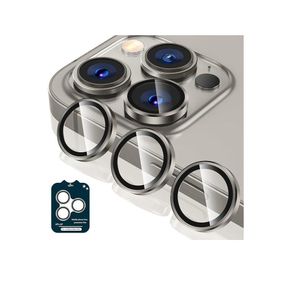 واقي عدسة الكاميرا لشاشة iPhone 15 Pro/iPhone 15 Pro Max، غطاء حماية للكاميرا من الزجاج المقوى 9H، حلقة معدنية فردية لهاتف iPhone 15 Pro Max مقاس 6.9 بوصة