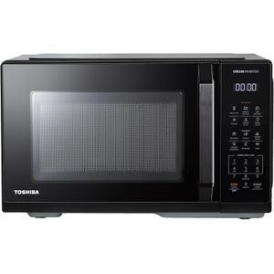 Toshiba ميكروويف رقمي مع تقنية شيف جريل واوريجن انفرتر وتجويف ايزي ماكس كلين بتصميم صغير الحجم مع باب عاكس من توشيبا، لون أسود، سعة كبيرة 25 لتر، قدرة 1000 وات، MW3-EM25PEI(BK).