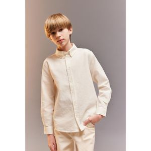 Defacto 100% Cotton Polo Neck Textured Long Sleeve Shirt Boys'