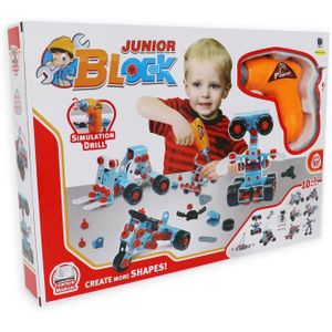 Kids Meccano Building Set 10 in 1 - 286 PCS Construction Engineering Kit with Toy Electric Drill and Screwdriver - STEM Building Blocks for Boys and Girls Ages 6+
