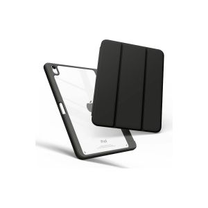 جراب لجهاز iPad Air من الجيل الخامس/الرابع (2022/2020) مع حامل قلم وغطاء ذكي رفيع بظهر شفاف، يدعم الشحن اللاسلكي لقلم iPad، مزود بخاصية التشغيل/الإيقاف التلقائي، مصنوع من الألياف الدقيقة.