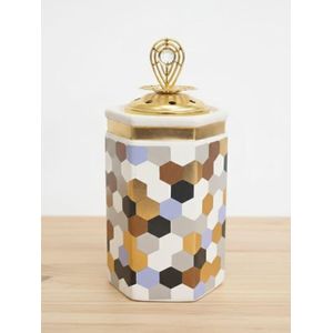  مبخرة بورسلين فاخرة سداسية الشكل، متعددة الالوان، غطاء ذهبي، ديكور منزلي 