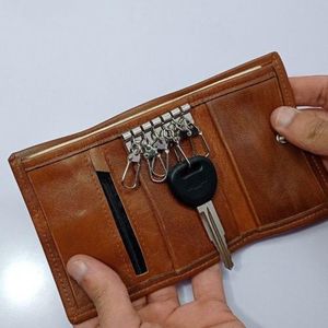 Genuine Leather Key Wallet Holder Men Handmade Zipper Car Smart Key Case  Cover Coin Purse Organizer Housekeeper For Women