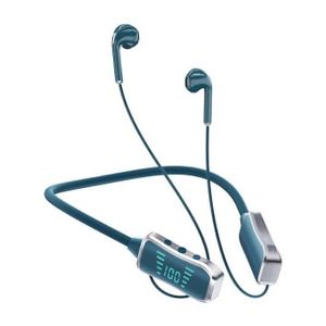KIn KL50 Bluetooth Neckband Earphones 48H Playtime With LED Display TF Card Slot Multi Functional Button Control  Blue