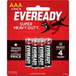 Eveready بطاريات إيفريدي بلاك AAA قلوية، عبوة 6 قطع