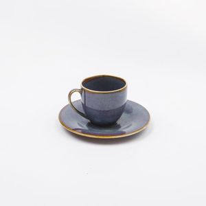 Rosa Porcelain Azour Rim Shape Tea Cup 12 Pieces Set, Multicolor