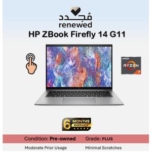 HP Preowned ZBook Firefly 14 G11 AMD Ryzen™ 7 8840HS - RAM 16GB - Storage SSD 1TB – GPU AMD Radeon™ 780M Graphics - Grade B- Windows – Display 14 INCH FHD TOUCHSCREEN - English Keyboard 