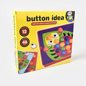 Button Idea Educational Toy for Toddlers – Color Matching Game with 12 Picture Cards & 46 Large Buttons – Safe Plastic Storage Box & Fixing Board – Enhances Focus, Motor Skills & Visual Coordination – Ages 2–3+ Pretend Play Gift