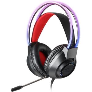 Redragon سماعة رأس H231 للألعاب  بمنفذ 3.5 ملم + وصلة USB، إضاءة ار جي بي لون أسود