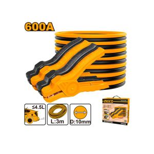 Ingco 600 Amp reinforced cable from Ingco, clamp size: 18 × 10 cm, copper-coated aluminum, 10 mm diameter, 3 meters long