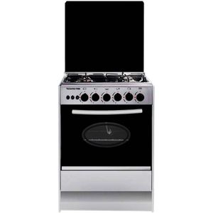 Techno Fire بوتجاز غاز تكنو فاير 4 شعلة - 55 سم - اشعال ذاتي - لمبه - بشواية - ستانلس ستيل - TF-80-SG