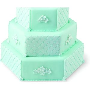 Hexagonal Cake Mold-Hexagonal Stainless Steel Cake Mold with textured fixing buckle, ideal for multi-layer cake baking and cheesecake with fashionable confectionery designs