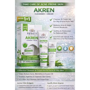 Infinity (Infinity) Akren Cleanser + Cream Acne Care Set 1+1 Offer