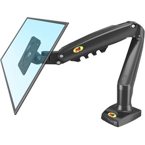 Computer Monitor Desk Mount Stand with Gas Spring Arm Adjustable Height Tilt Angle for 17-30 Inch Flat or Curved Screens VESA 75x75/100x100mm with Clamp, Grommet Mounting Base
