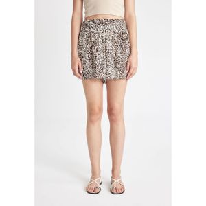 Defacto Regular Waist Cropped Leg Leopard Print Purpleoccan Fabric Skort