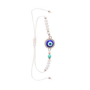 3Diamonds Eye-shaped pendant string bead bracelets for women - White