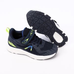 Activ Self Pattern Textile Kids Sneakers - Navy Blue & Lime Green