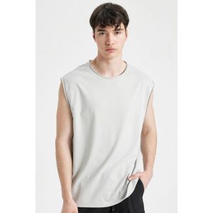 Defacto Man Crew Neck Boxy Fit Athlete - Lt.Grey