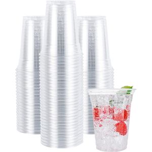 أكواب بلاستيك للاستعمال مرة واحدة من مادة البولي إيثيلين تيرفثالات، أكواب بلاستيك شفافة كريستالية سعة 350 مل، للحفلات والاستخدام اليومي من لولابي، عبوة من 200