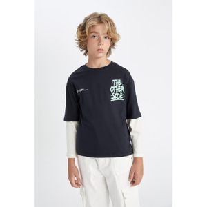 Defacto Regular Fit Long Sleeve T-Shirt - Anthra