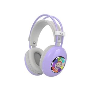 ah AH-980G RGB Bluetooth Gaming Headphones with 40mm Dynamic Drivers, Wireless Over-Ear Headset, Pure Bass Sound, Noise Reduction Microphone, USB Type-C Rechargeable, AUX Wired Mode for PC, PS5, Mobile, Tablet, Laptop and Nintendo Switch - Purple