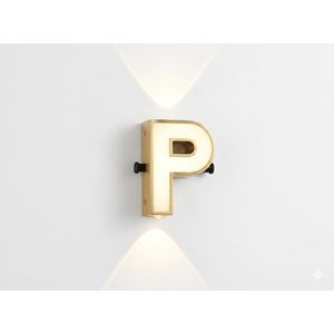 أبليك حائط مضيء حرف P - إضاءة ديكورية مودرن - ذهبي مطفأ