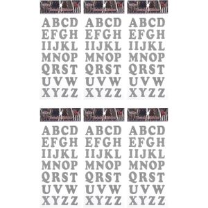 3A  2240-3-6 Plastic English Letter Sticker Set Of 6 Pieces For Kids - Silver -5118-Silver6