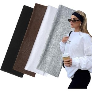 طوق رأس أسود بعرض 7 سم للنساء والرجال من يدتريج، أربطة رأس عصرية لشعر النساء، 4 قطع ربطة شعر قابلة للتمدد من القماش الناعم للمكياج واليوجا والجري وممارسة الرياضة