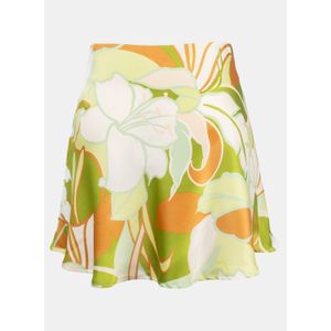 Vibrant Tropical Floral Print Satin Mini Skirt