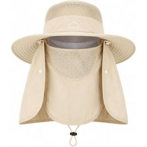 Wide Brim Sun Hat with Full Face & Neck Protection – Fishing & Hiking Hat with Face Cover, Neck Flap and Breathable Mesh – Ideal for Camping & Outdoor Activities
