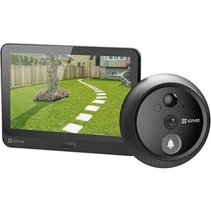 EZVIZ إزفيز جرس باب لاسلكي بفيديو HP4 مزود بشاشة ملونة 155 درجة ودقة 1080 بكسل وشاشة 4.3 بوصة ورؤية ليلية حتى مسافة 3 أمتار، من ايزفيز