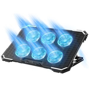 Standard ICE-06N مبرد لابتوب بـ 6 مراوح عالية السرعة 70 مم، إضاءة LED، 6 مستويات سرعة قابلة للتعديل ومنفذي USB