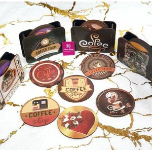 طقم كوستر المشروبات الساخنة خشبي - ٥ قطع