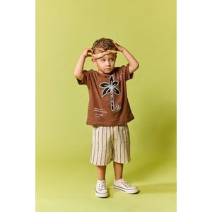 Defacto Baby Boy Embroidered T-Shirt Striped Shorts 2 Piece Set