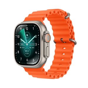 HK ساعة ذكية HK9 Ultra 2 MAX، شاشة تعمل باللمس مقاس 2.12 بوصة، حزام مزدوج، برتقالي