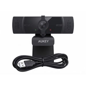 Aukey كاميرا ويب بدقة 1080P باللون الأسود مع ميكروفون رقمي مدمج، مناسبة للاجتماعات والبث المباشر والتعليم عن بعد