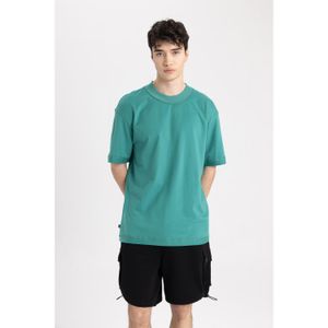 Defacto Boxy Fit Crew Neck Short Sleeve T-Shirt - Green